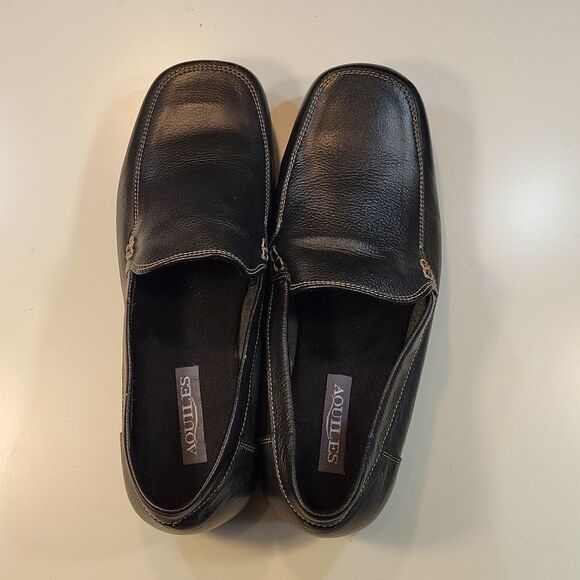 AQUILES  SQUARE TOE SLIP-ON WOMEN"S LEATHER FLAT SHOE - Picture 7 of 12